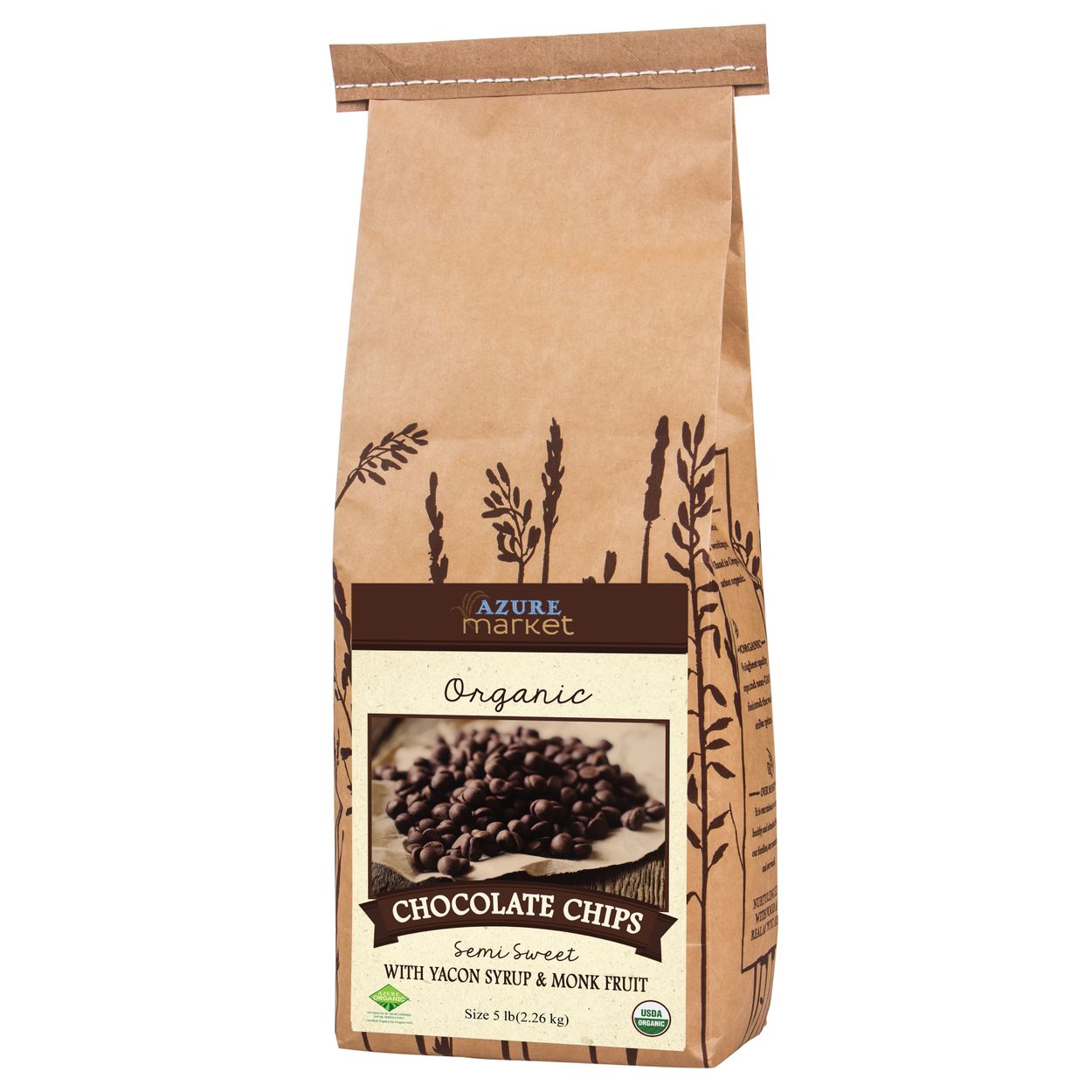 Azure Market Organics Chocolate Chips, Semi Sweet, Yacon Syrup and