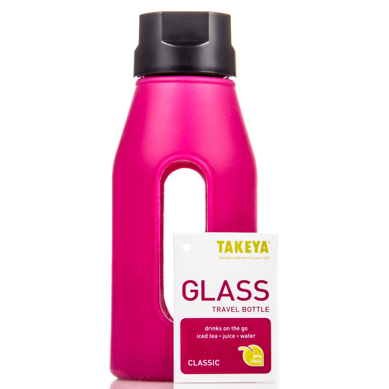 Takeya Glass Water Bottle, Fuchsia - Azure Standard