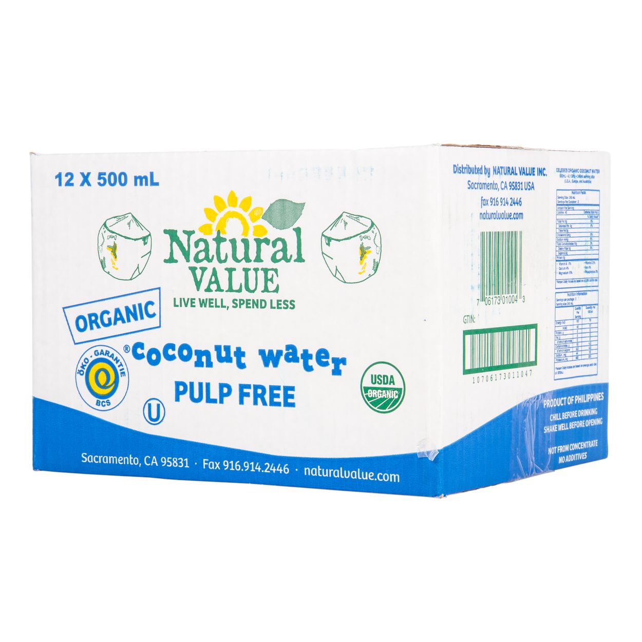Natural Value Coconut Water, Pulp Free, Organic - Azure Standard