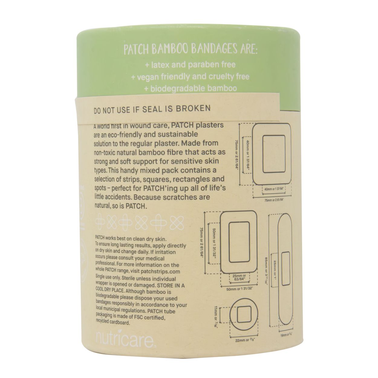 Nutricare Patch Natural Bamboo Bandages, Assorted Sizes - Azure