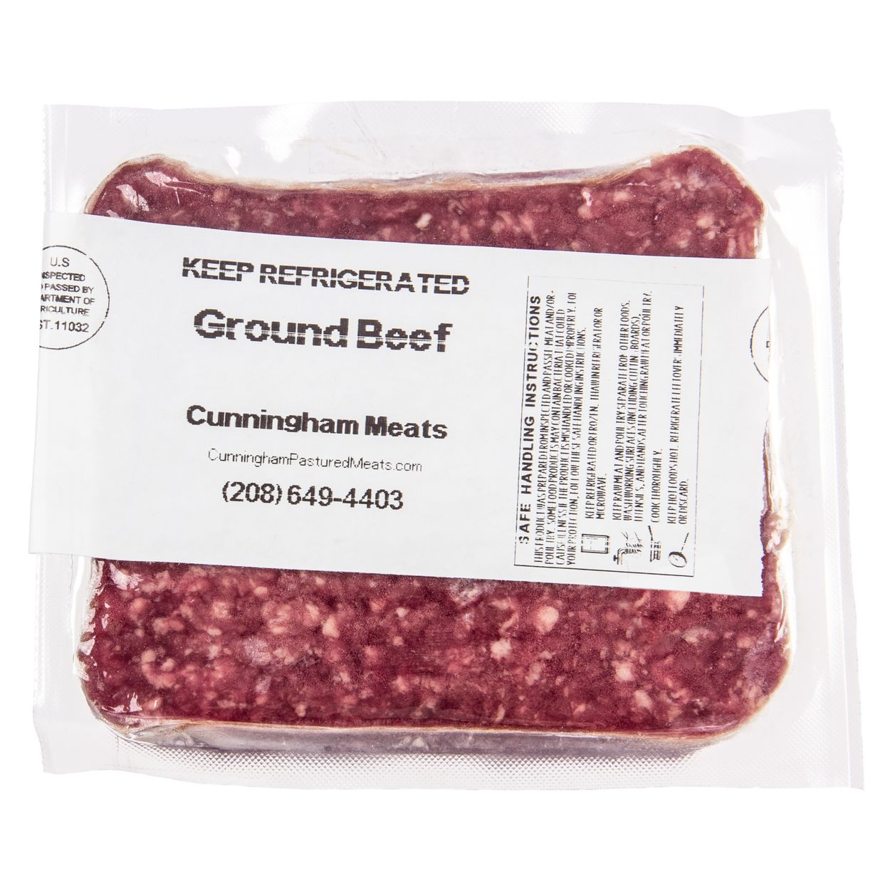 Cunningham Pastured Meats Ground Beef, Grass-Fed, Frozen, Random