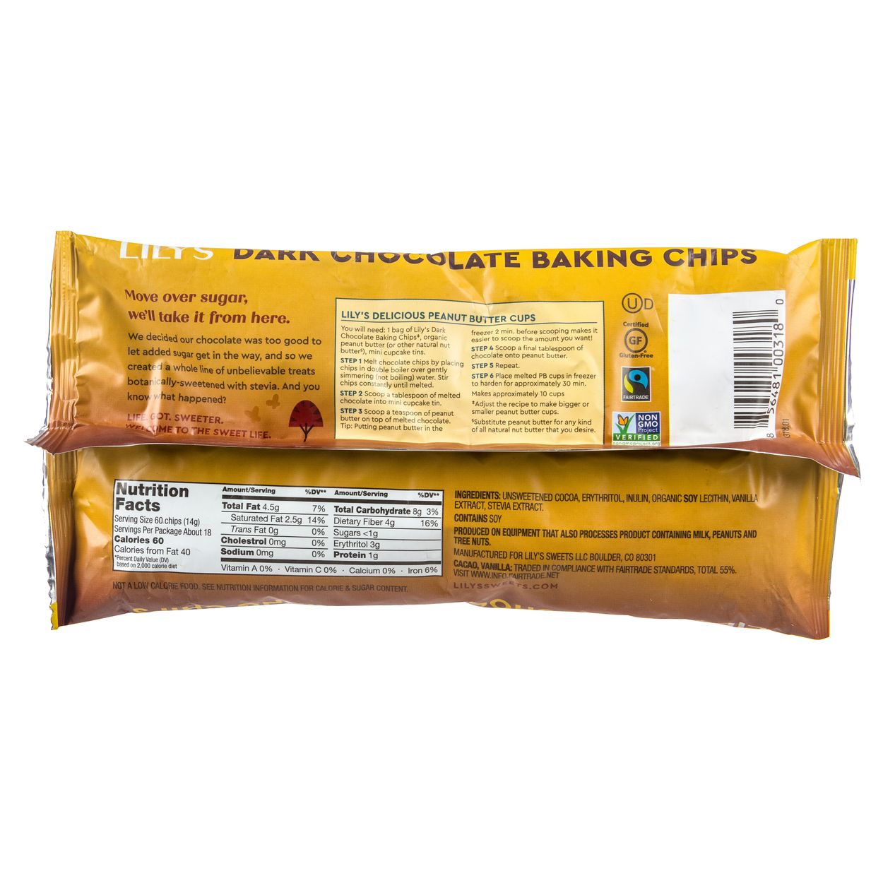 Lily's Baking Chips, 55%, Premium Dark Chocolate, Stevia ...