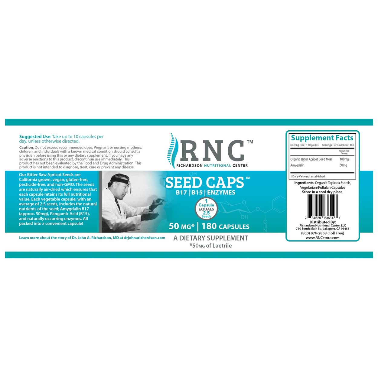 Richardson Nutritional Center Seed Caps, B17, B15, Enzymes - Azure