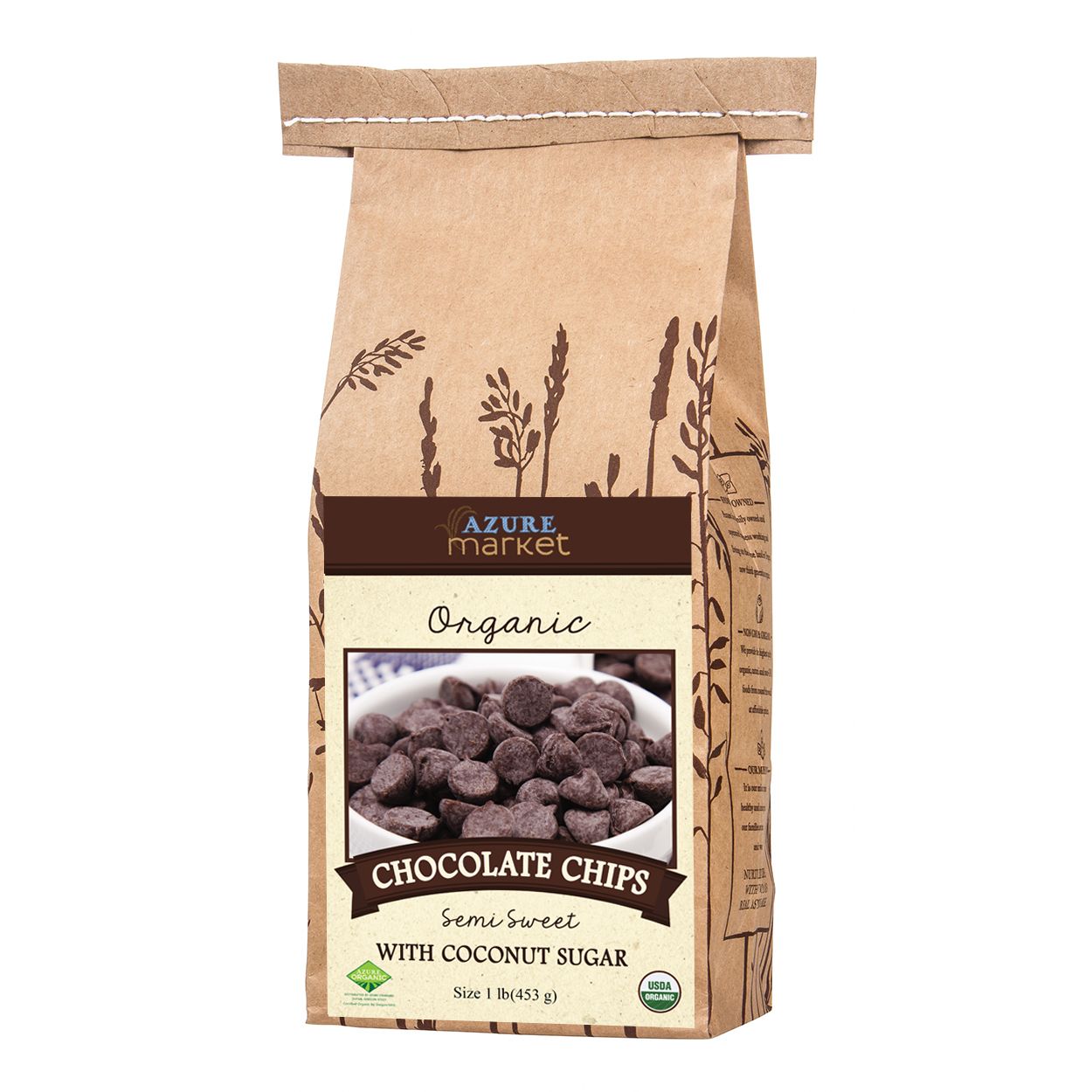 Azure Market Organics Chocolate Chips, Semi Sweet, Coconut Sugar