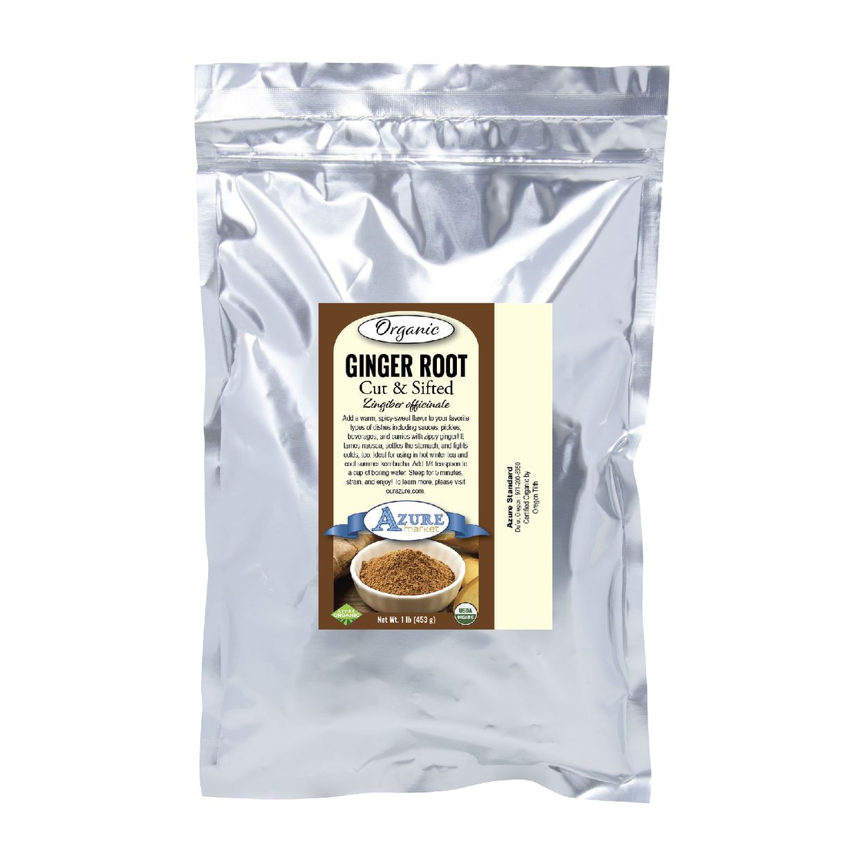 Azure Market Organics Ginger Root, Cut & Sifted, Organic - Azure