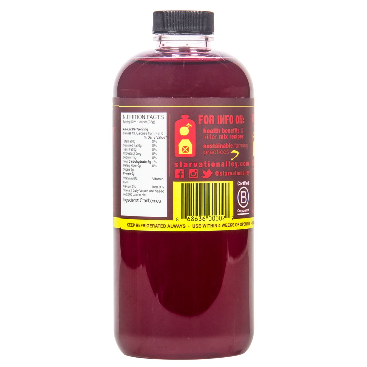 Starvation Alley Cranberry Juice, 100% Pure, Transitional - Azure