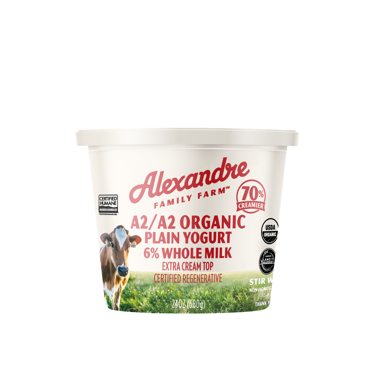 Alexandre Family Farm Yogurt, A2, Plain, Whole Milk, Extra Cream