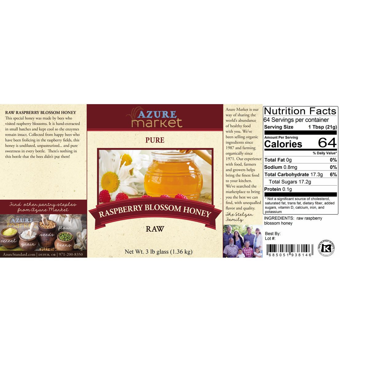 Azure Market Raspberry Blossom Raw Honey - Azure Standard