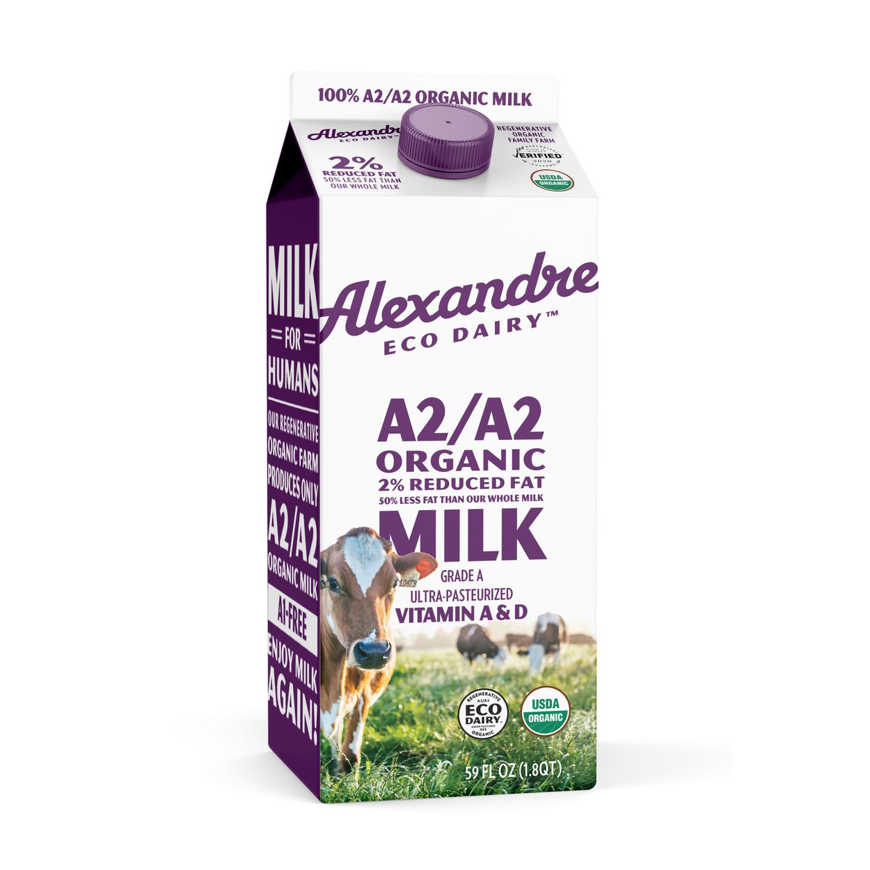 Alexandre Family Farm Milk 2% Reduced Fat, A2 , Organic - Azure