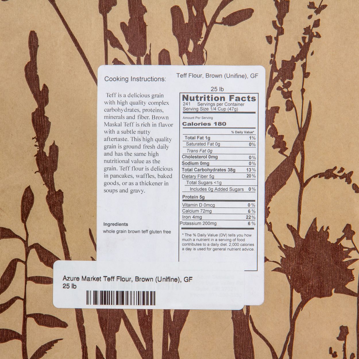 Azure Market Teff Flour Brown Unifine Gf Build A Pallet Azure Standard
