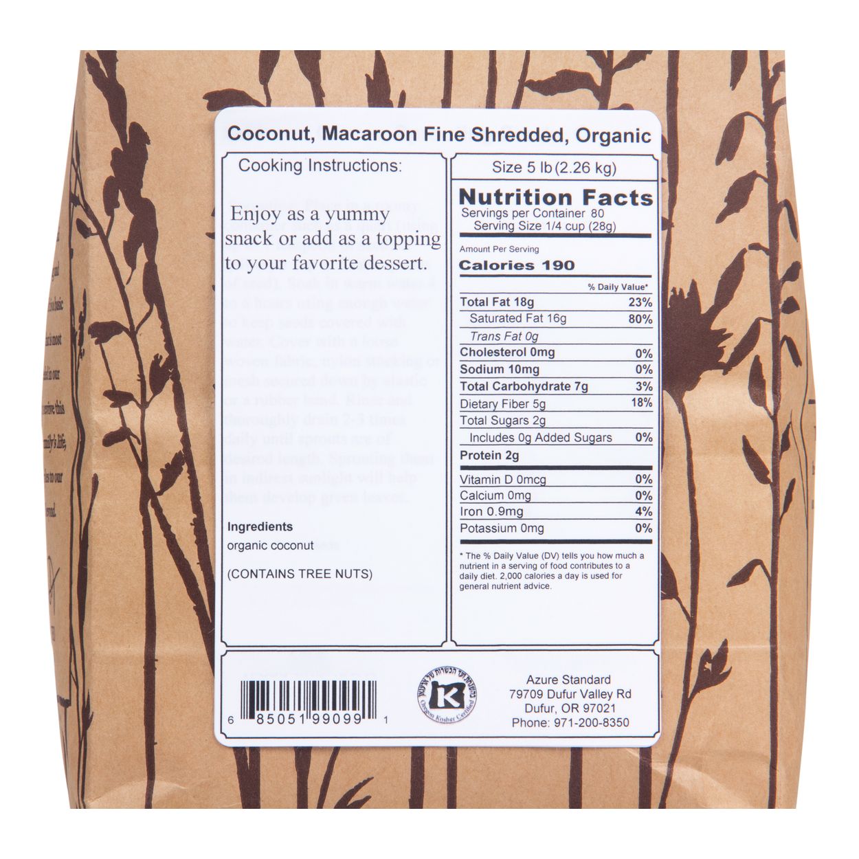 Azure Market Organics Coconut, Macaroon Fine Shredded, Organic