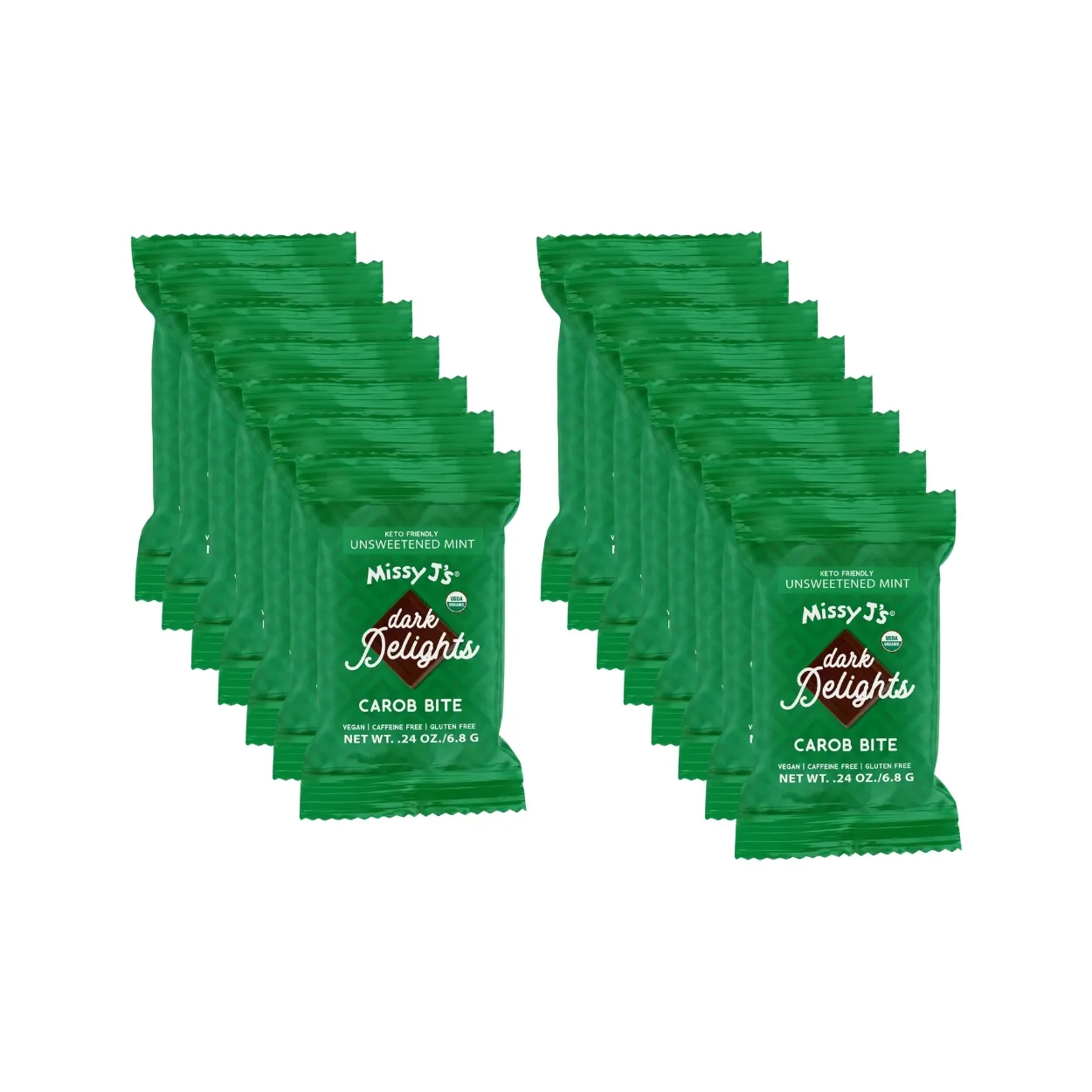 Missy J's Dark Delight Carob Mini Bite Candy Bar, Unsweetened Mint