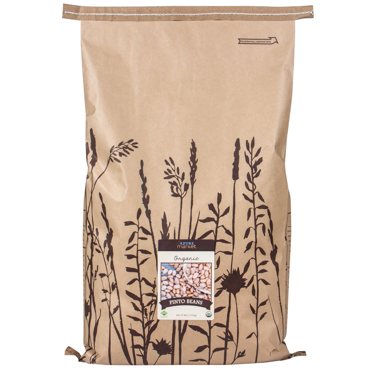bulk food storage pinto beans in large paper sack link to Azure Standard