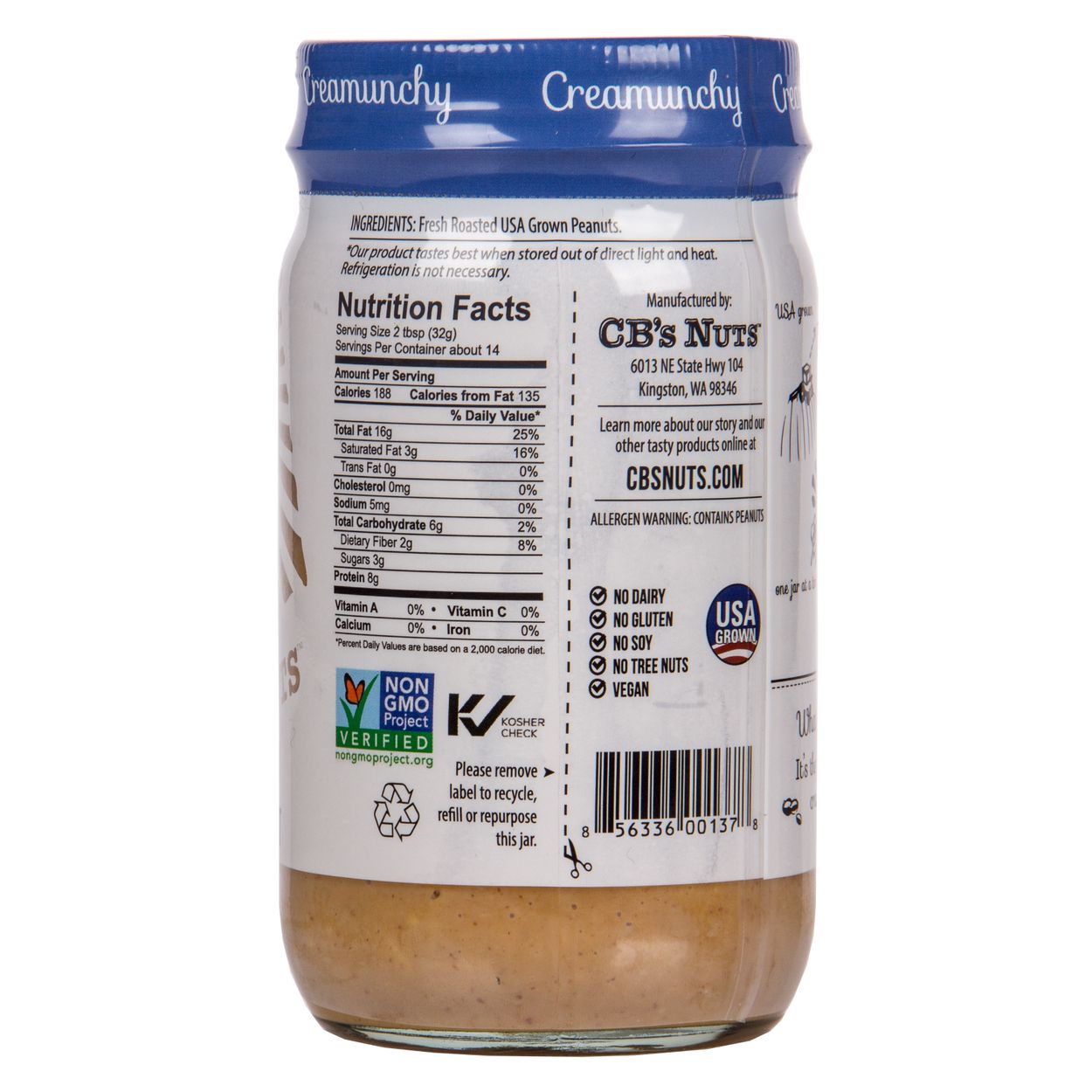 CB's Nuts Peanut Butter, Creamunchy - Azure Standard