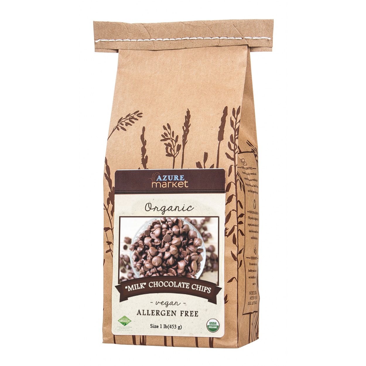 Azure Market Organics Milk Chocolate Chips, Dark, Vegan, Organic