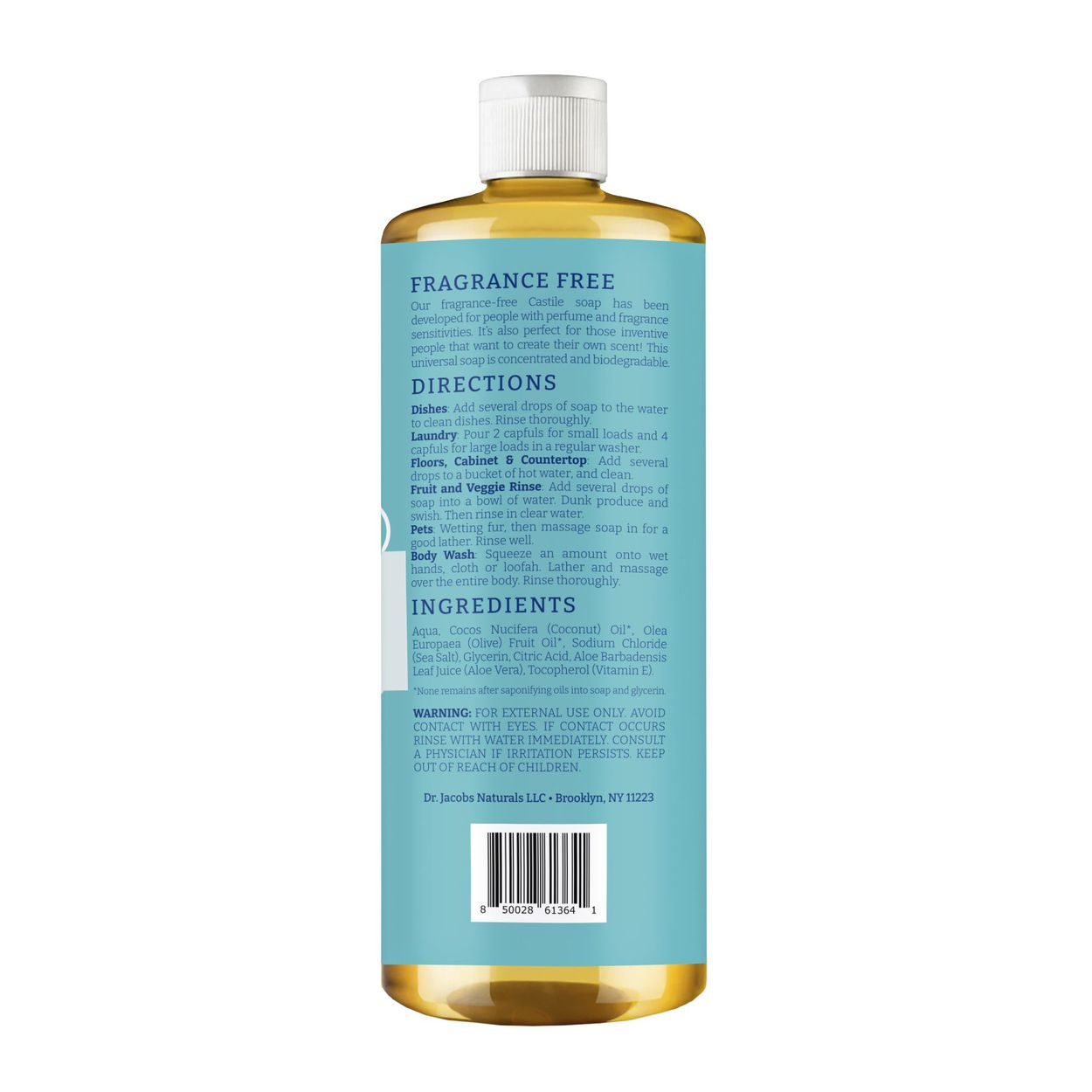 Dr. Jacobs Naturals All-In-One Pure Castile Soap, Fragrance Free