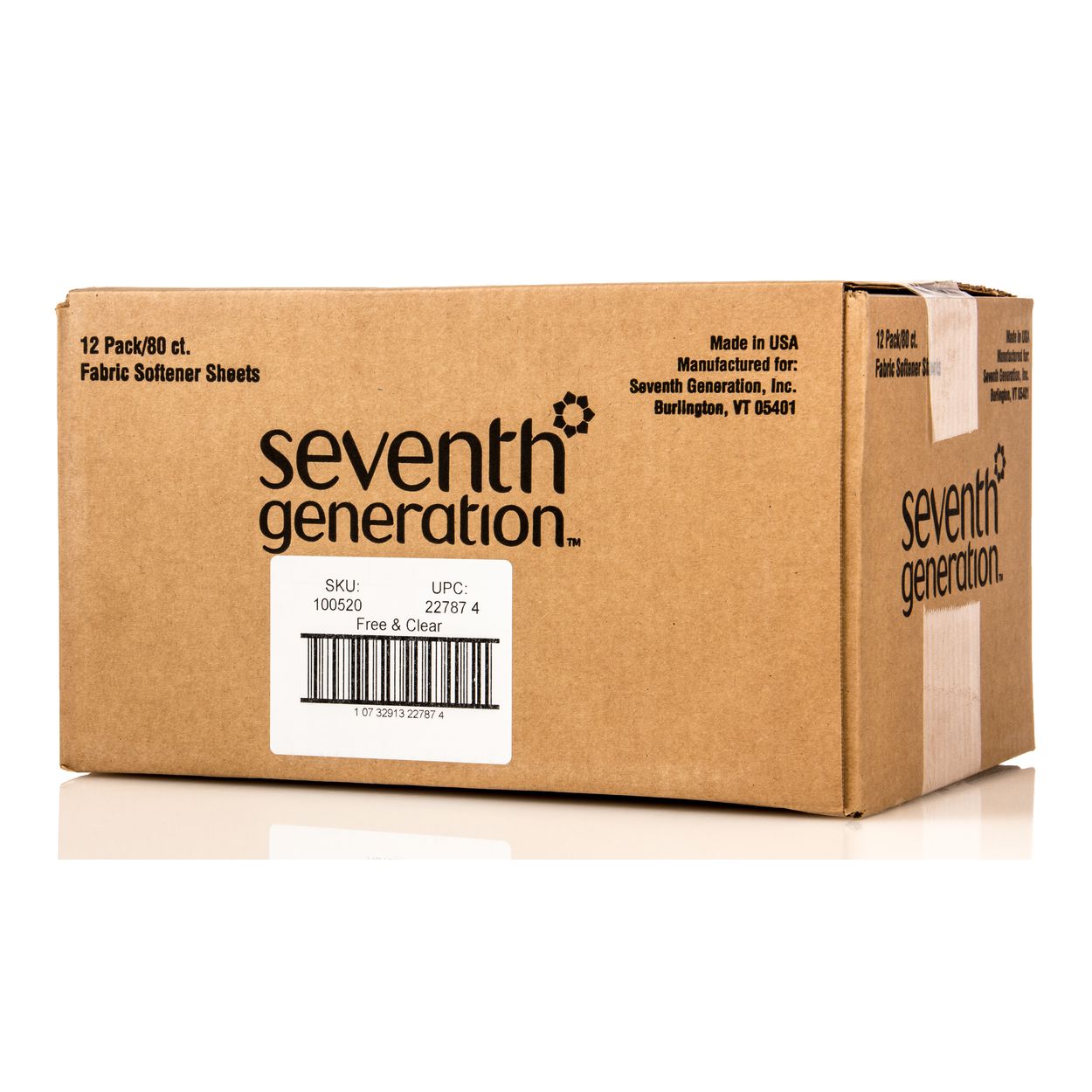 Seventh Generation Natural Fabric Softener Sheets, Free & Clear - 80 count