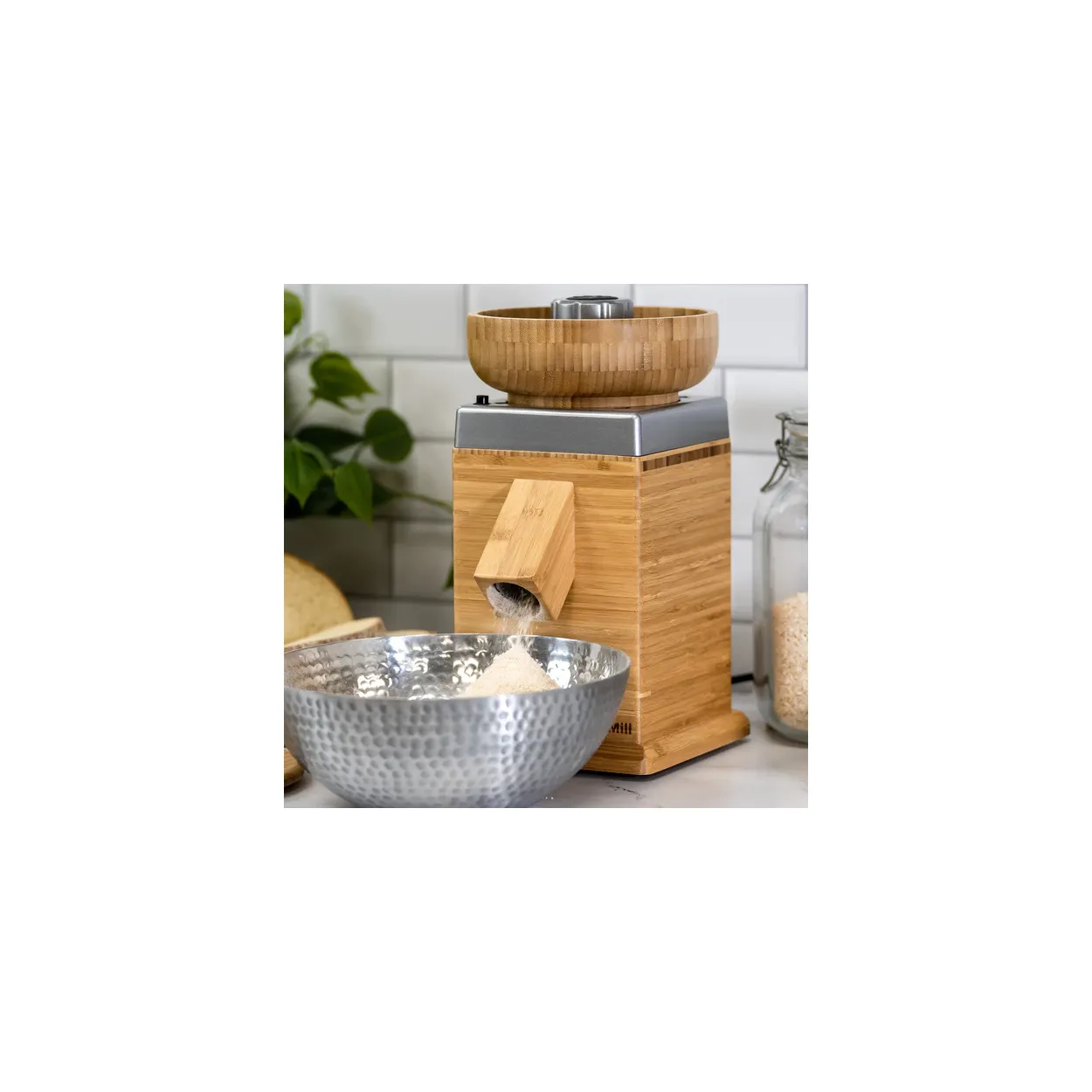 NutriMill Harvest Stone Grain Mill, Silver Trim - Azure Standard