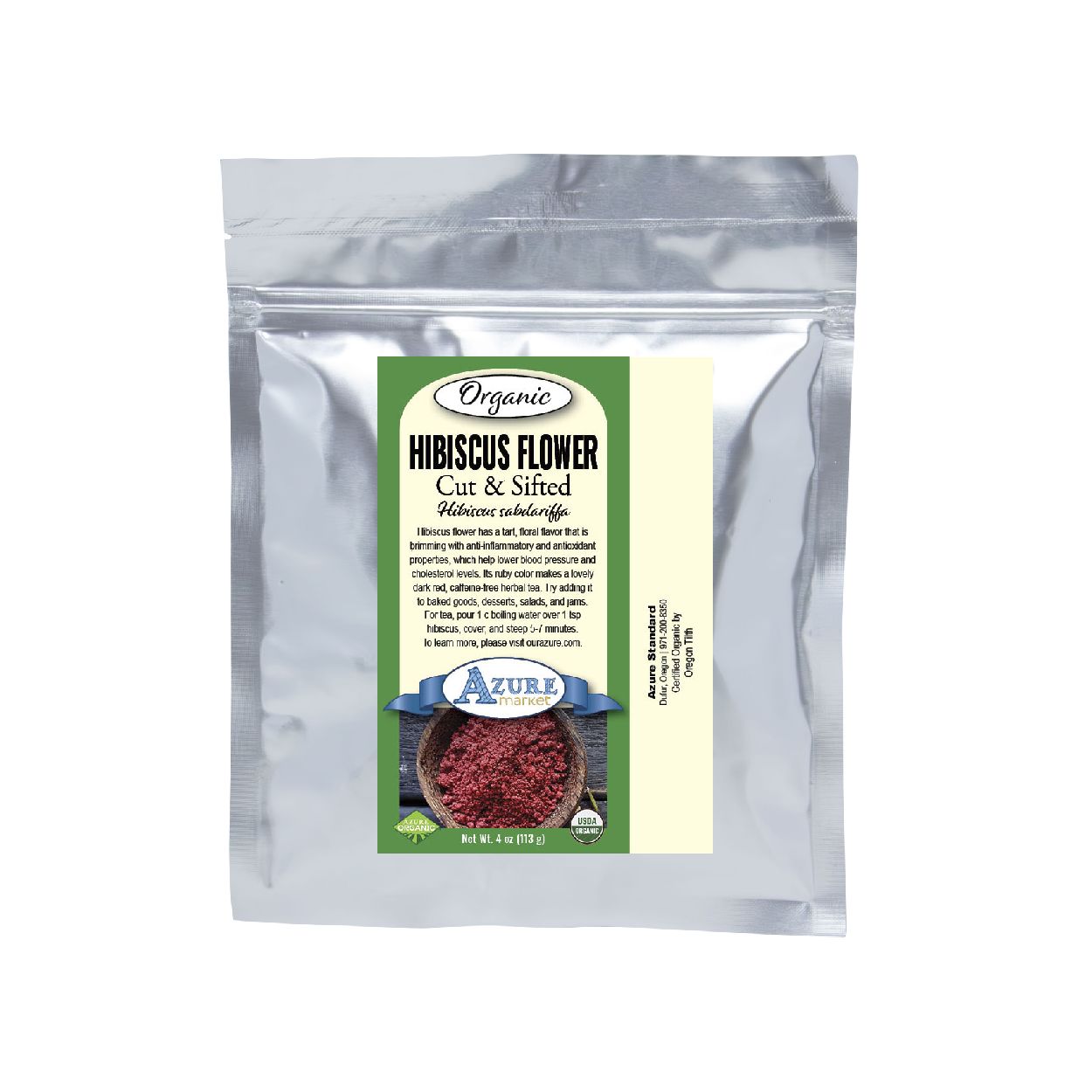Azure Market Organics Hibiscus Flower, Cut & Sifted, Organic