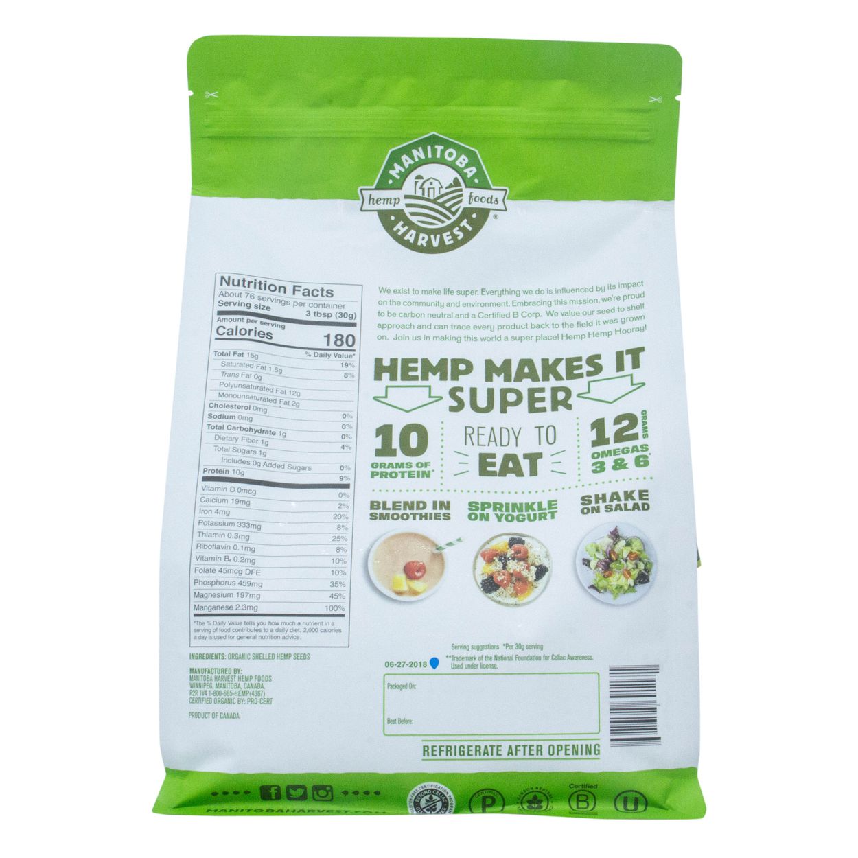 Manitoba Harvest Hemp Hearts, Organic - Azure Standard