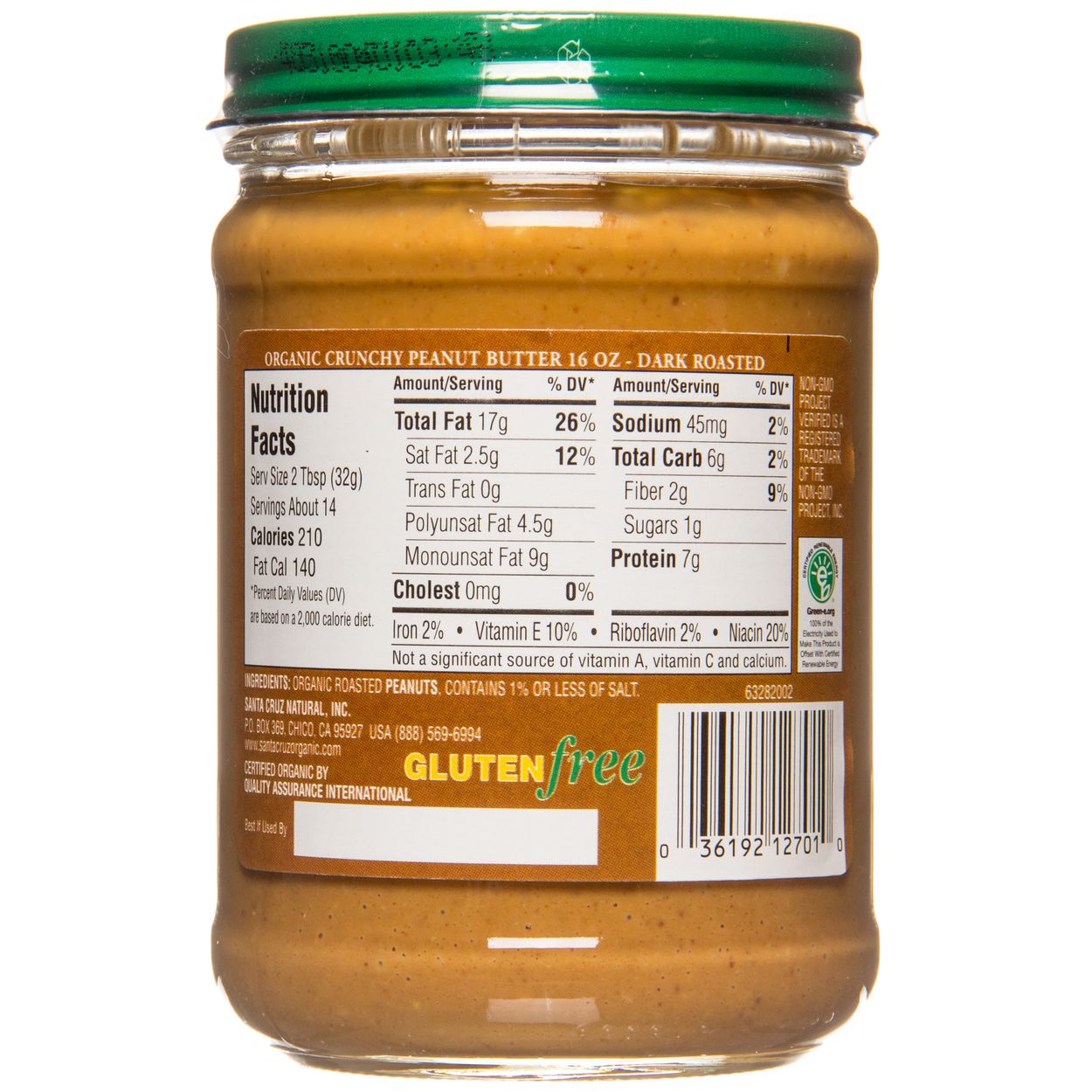 Santa Cruz Peanut Butter, Dark Roasted, Crunchy, Organic ...