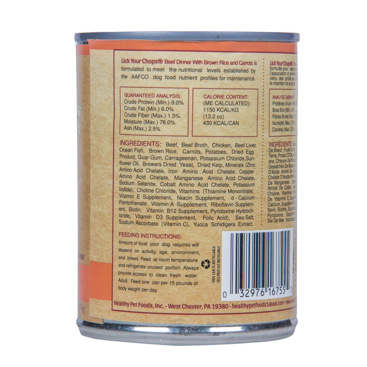 Lick Your Chops Dog Food Canned Beef Dinner With Brown Rice