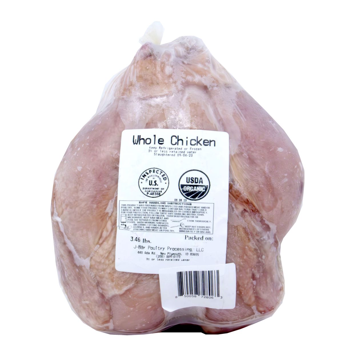 J-Bar Farms Chicken, Whole, FROZEN, Organic, Random Weight - Azure