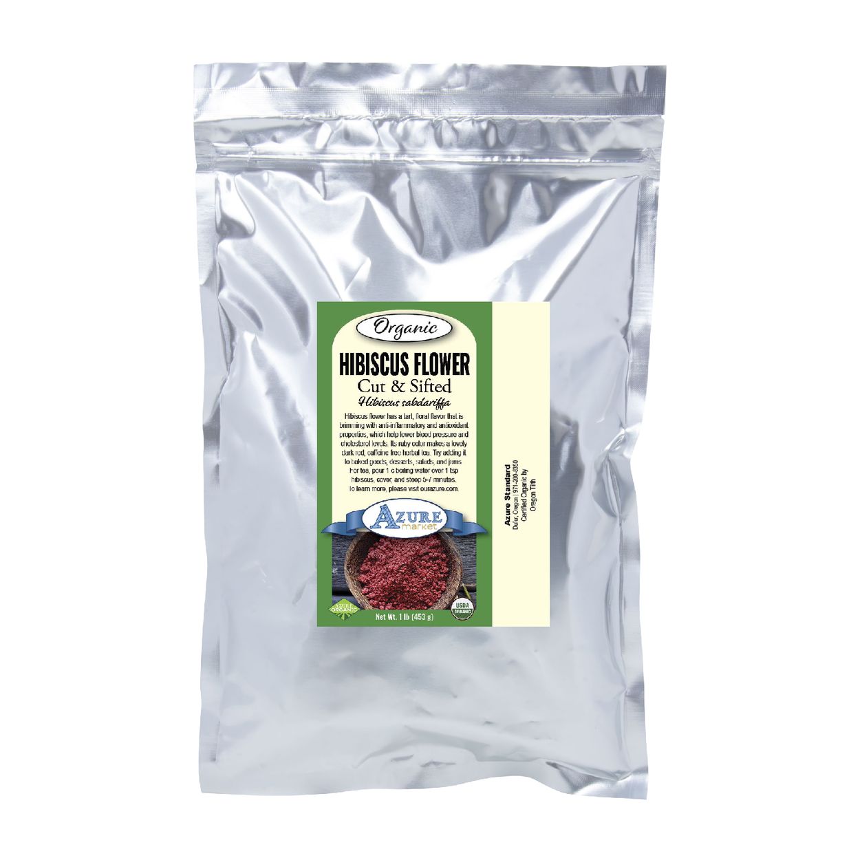 Azure Market Organics Hibiscus Flower, Cut & Sifted, Organic