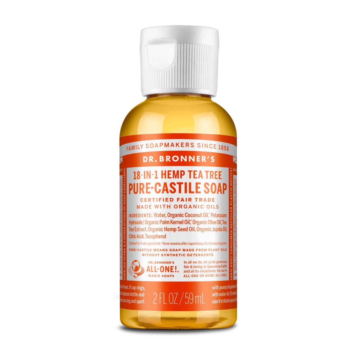 Dr Bronner Hemp Tea Tree Pure Castile Soap, Organic - Azure Standard