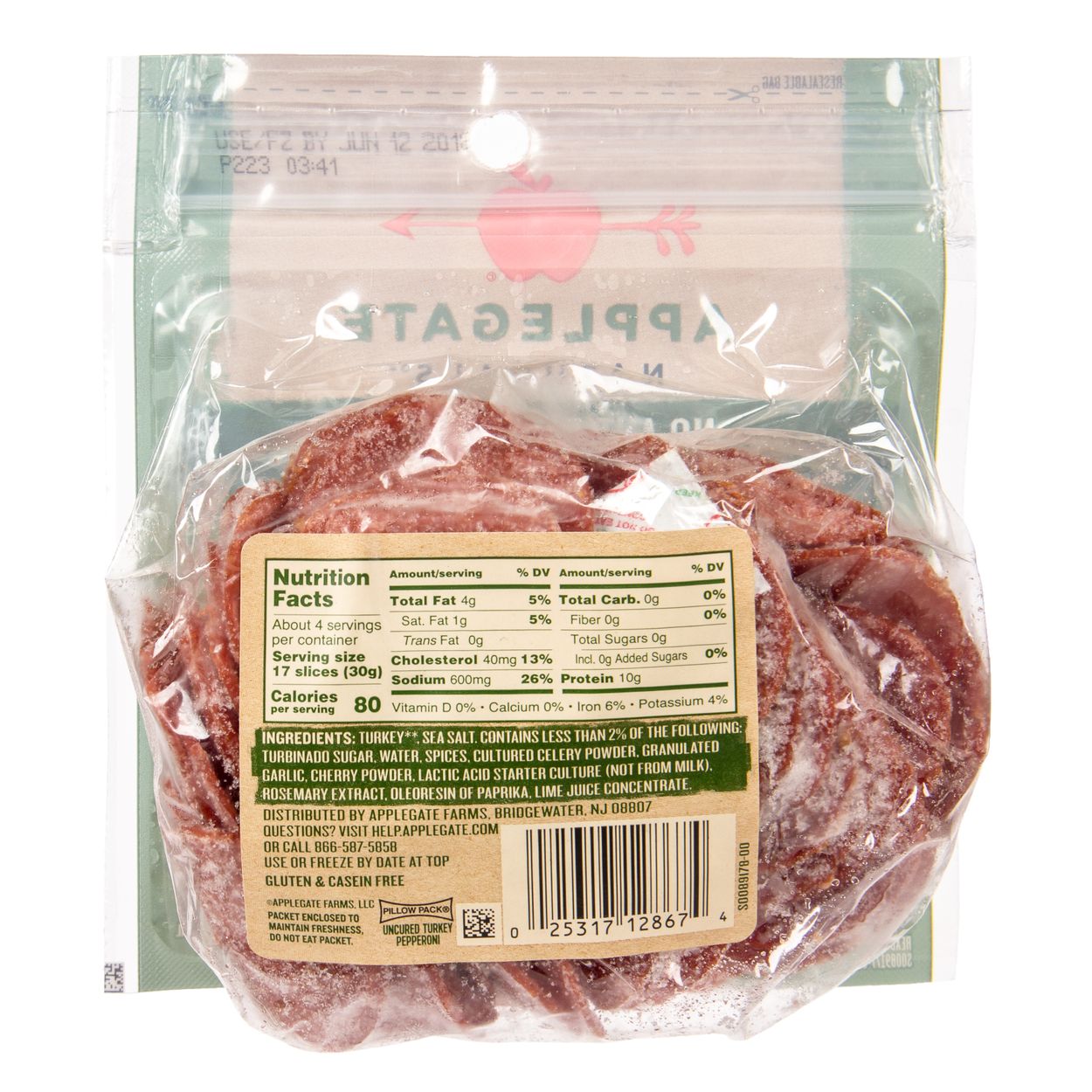 Applegate Farms Pepperoni, Turkey, Mini, Frozen - Azure Standard