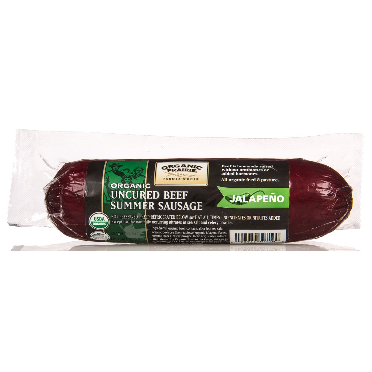 Organic Prairie Beef Summer Sausage with Jalapeno, Frozen, Organic