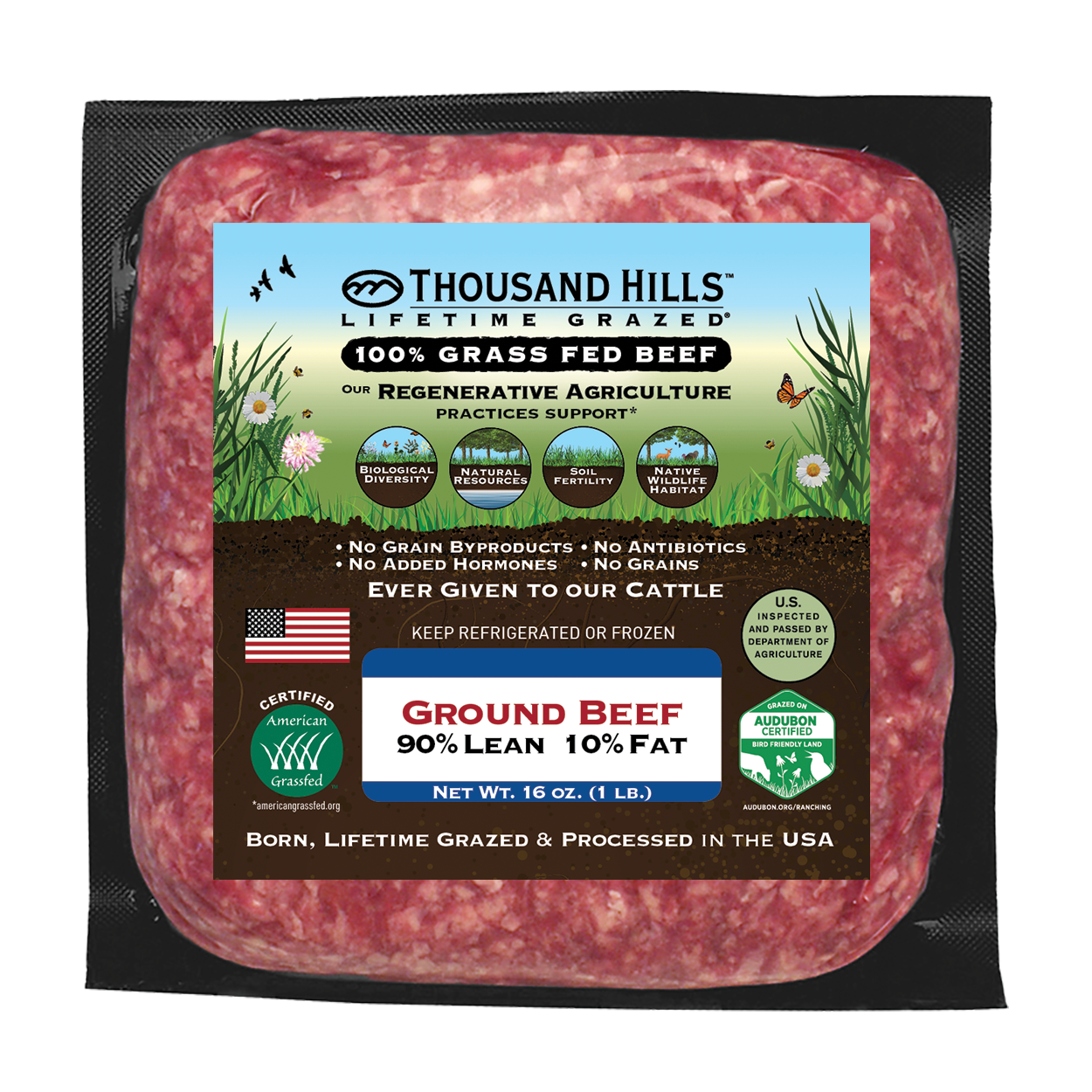 Thousand Hills Ground Beef, 90/10, Grass-Fed, Frozen - Azure Standard
