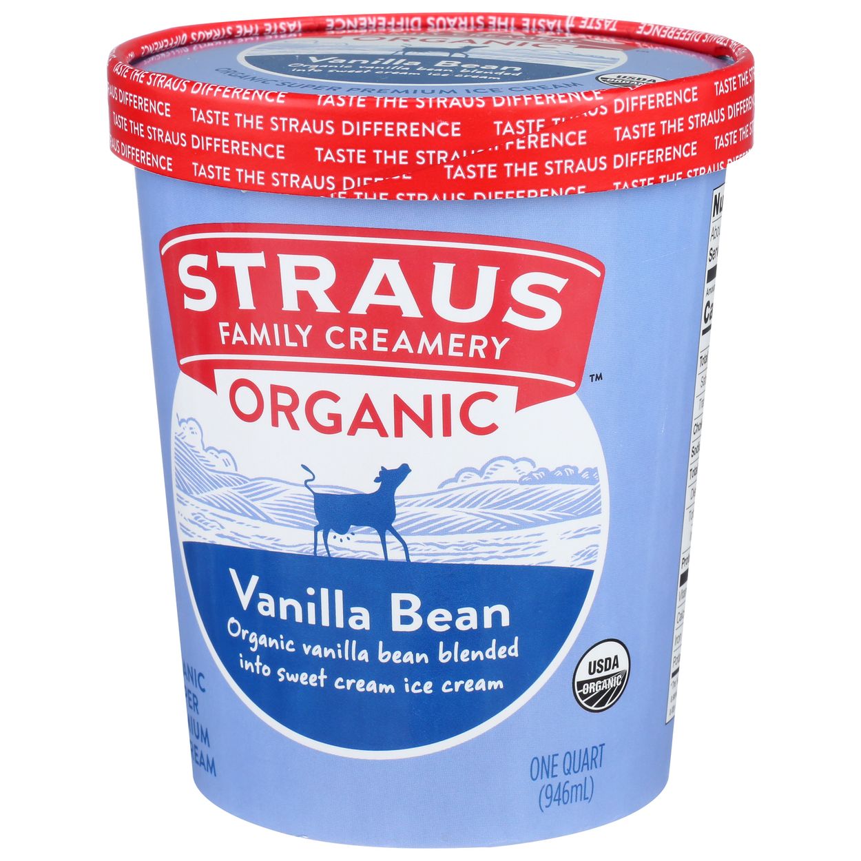 Straus Family Creamery Ice Cream, Vanilla Bean, Organic - Azure