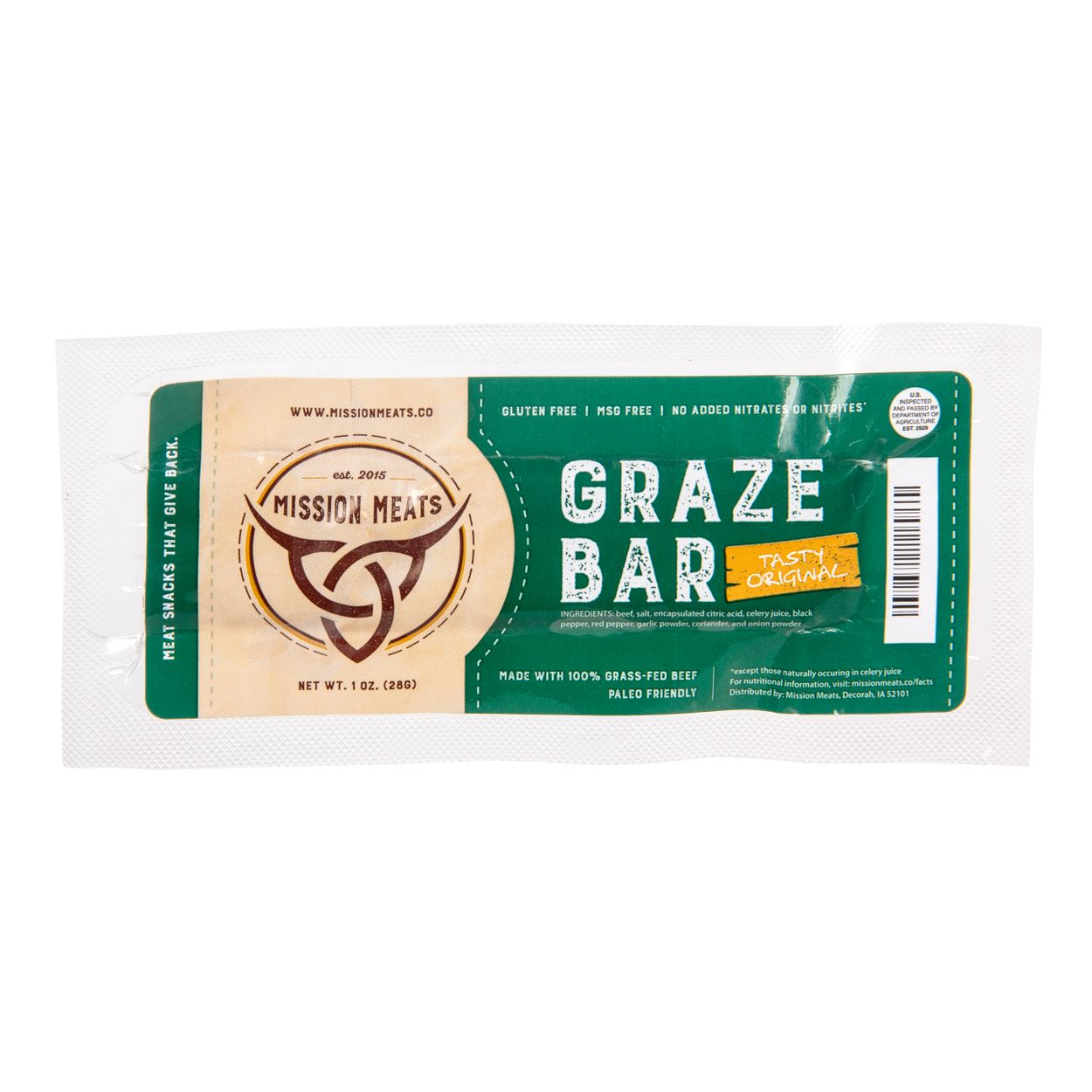 Mission Meats Graze Bar Tasty Original Grass Fed Azure Standard