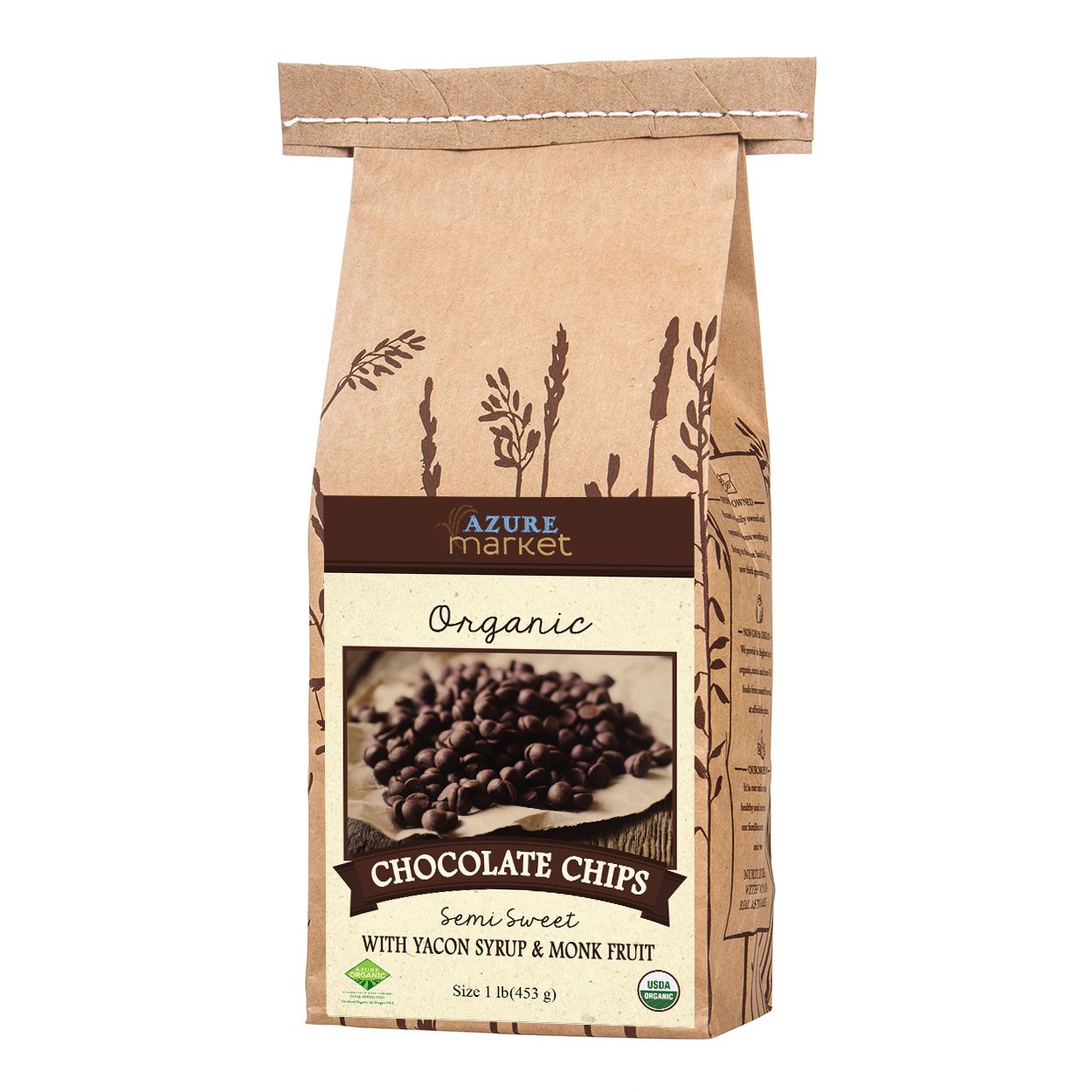 Azure Market Organics Chocolate Chips, Semi Sweet, Yacon Syrup and