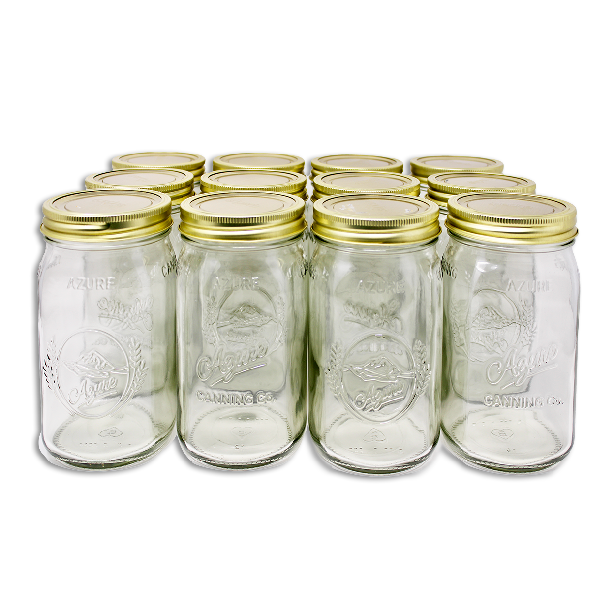 Azure Canning Co. Canning Jars, Quart, Wide Mouth (with lids