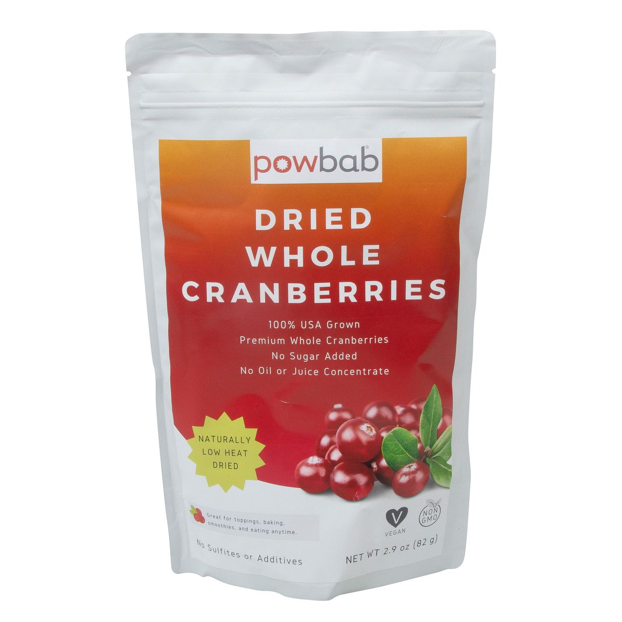 Powbab Cranberries Whole, Dried, Unsweetened - Azure Standard