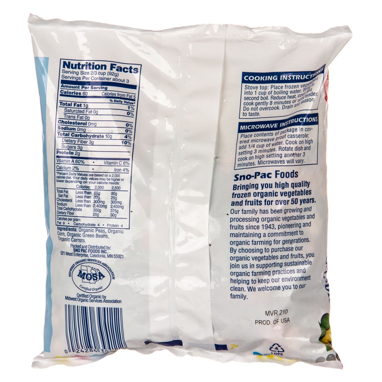 SnoPac Mixed Vegetables, Frozen, Organic - Azure Standard