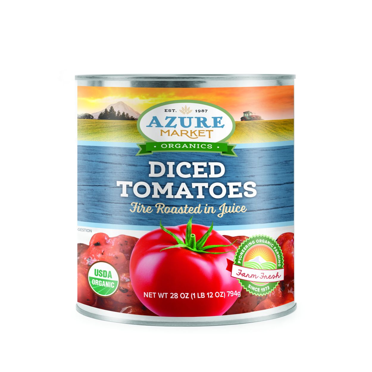 tomato Azure Market Organics Diced Tomatoes in Juice, Fire Roasted