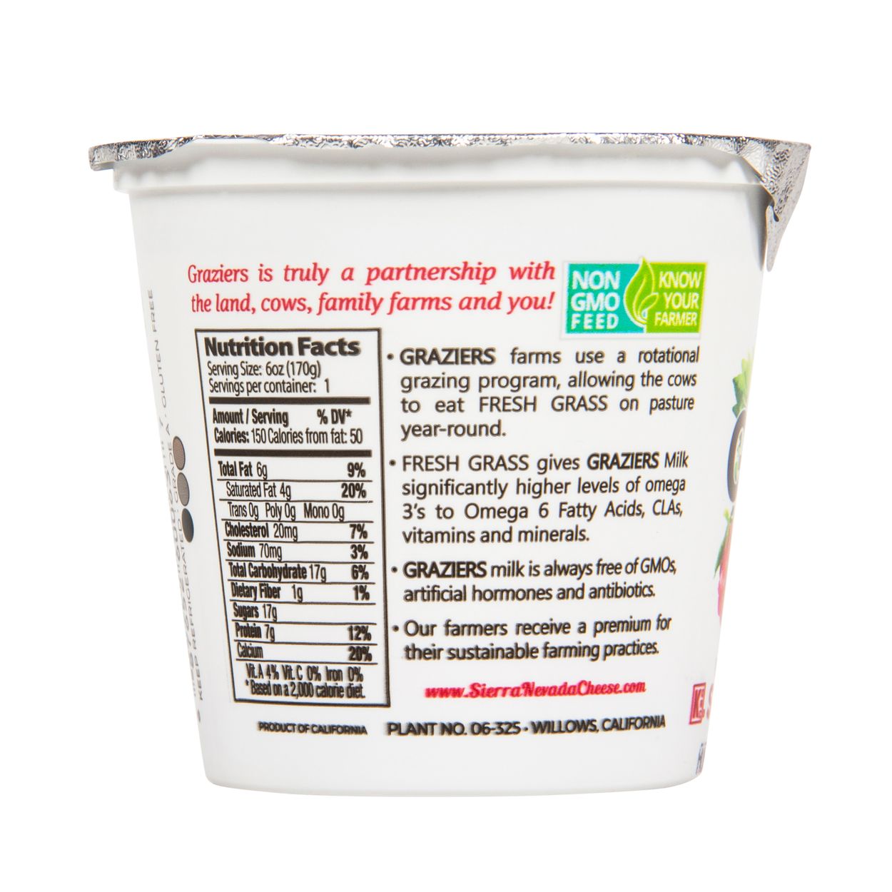 Sierra Nevada Cheese Company Graziers Whole Milk Yogurt Strawberry Grass Fed Azure Standard