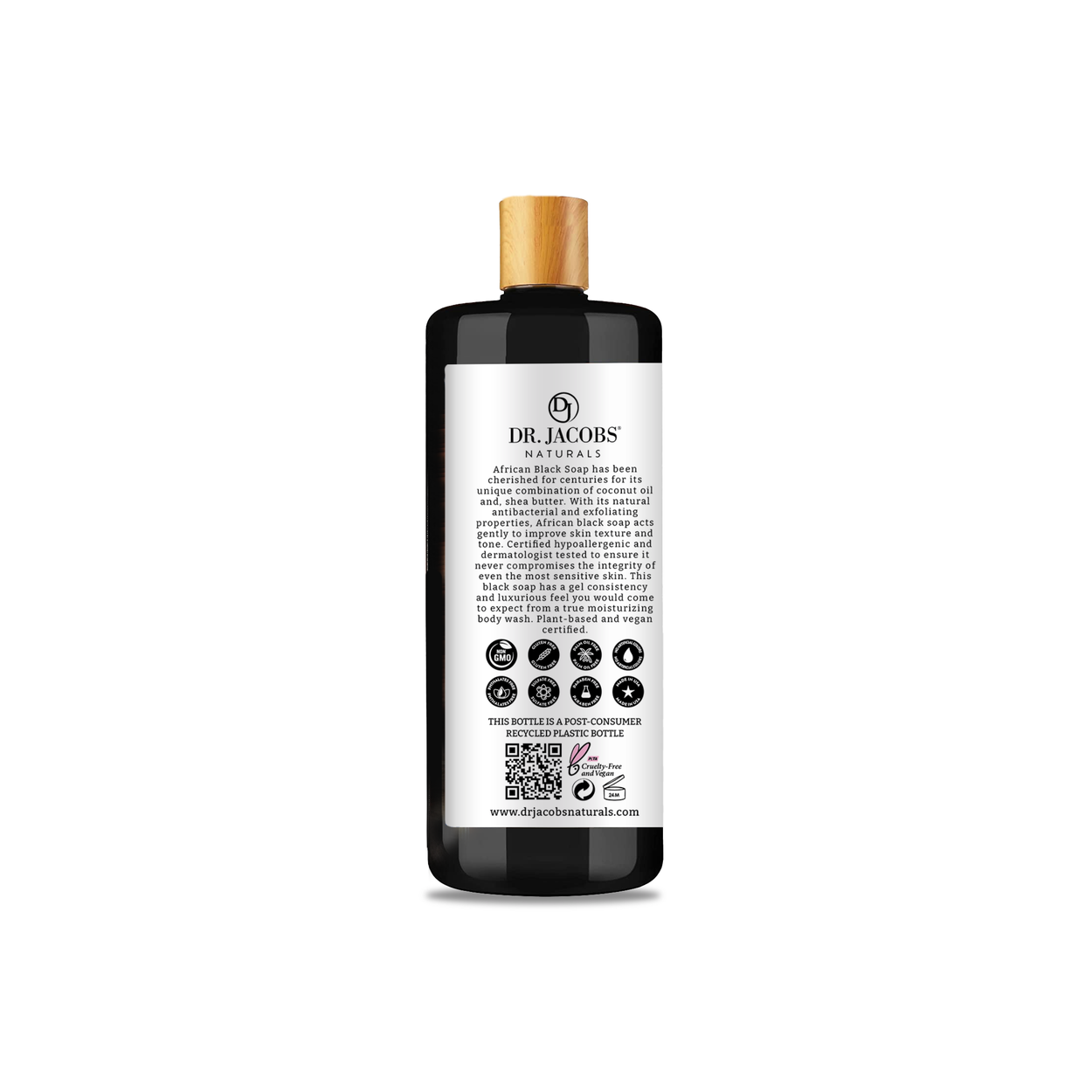 Dr. Jacobs Naturals Black Soap Body Wash, Plant Based Raw - Azure