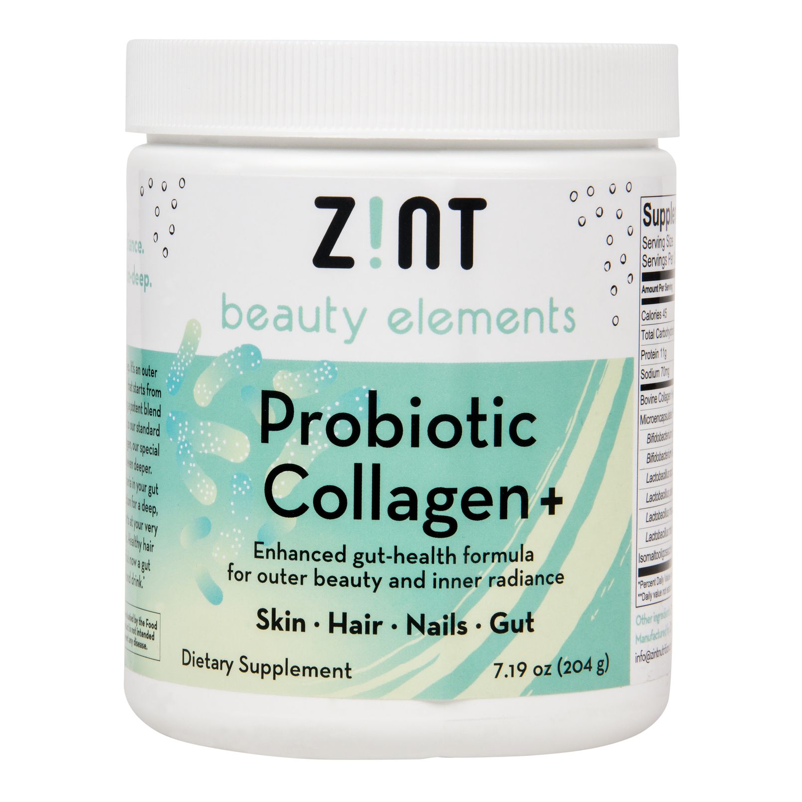 Новый коллаген. Probiotic Collagen +, for Skin, hair, Nails, gut, Zint, 7.19 oz, 204 g. Коллаген бычий айхерб. Zint Beauty elements.