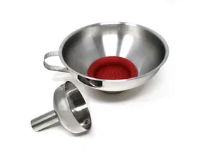 Funnel, Wide Mouth, Stainless Steel, with removable Spout Strainer