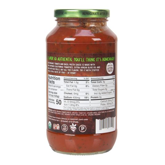 OrganicVille Pasta Sauce, Tomato Basil, Organic - Azure Standard