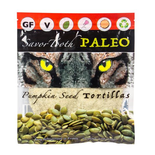 Savor Tooth Paleo Tortillas, 7 inch Pumpkin Seed, Organic, Frozen