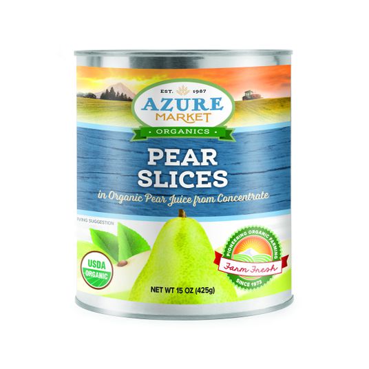 Azure Market Organics Pear Slices in Real Fruit Juice, Organic - 15 oz