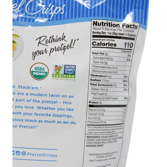 Snack Factory Pretzel Crisps, Original, Organic - Azure Standard