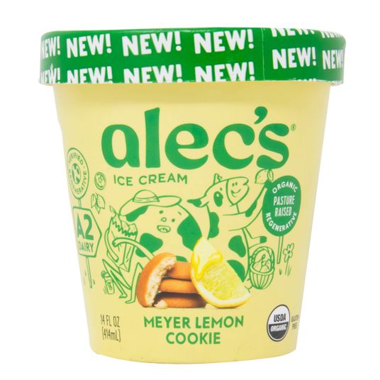 Alec's Ice Cream Ice Cream, Meyer Lemon Cookie, A2, Organic
