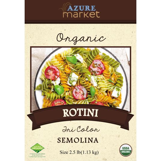 Azure Market Organics Rotini, Tri Color, Semolina, Organic - Azure Standard
