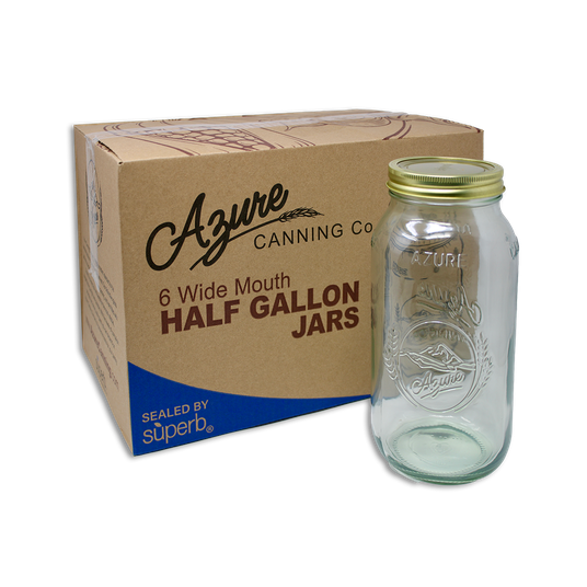 Azure Canning Co. Canning Jars, Half-Gallon, Wide Mouth (with lids